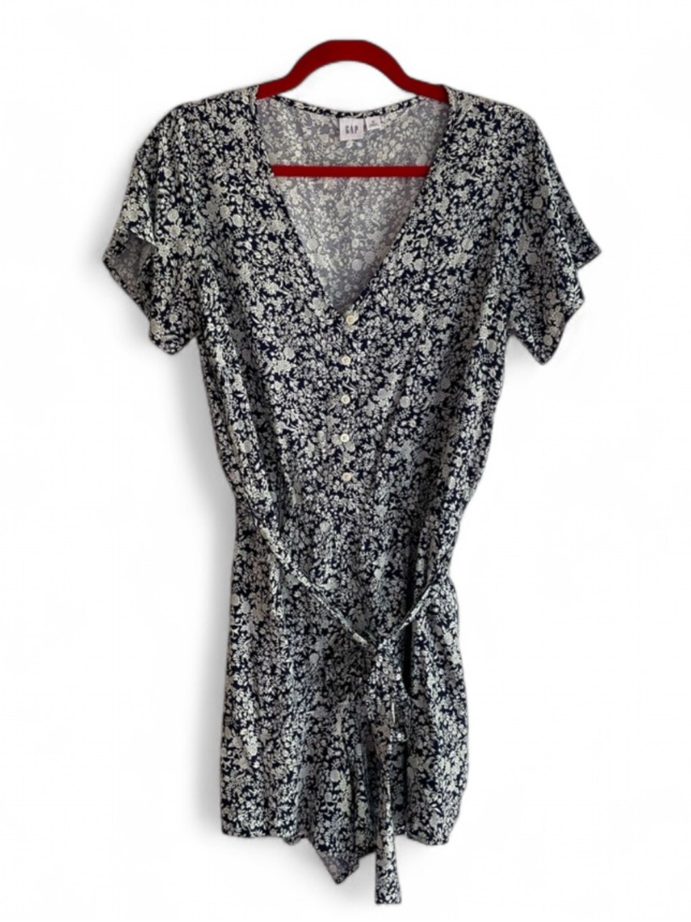 GAP Navy Blue and White Floral Shorts Romper Size M